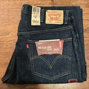 Levi's 505 Regular Fit Dark Wash Jeans 38 x 32